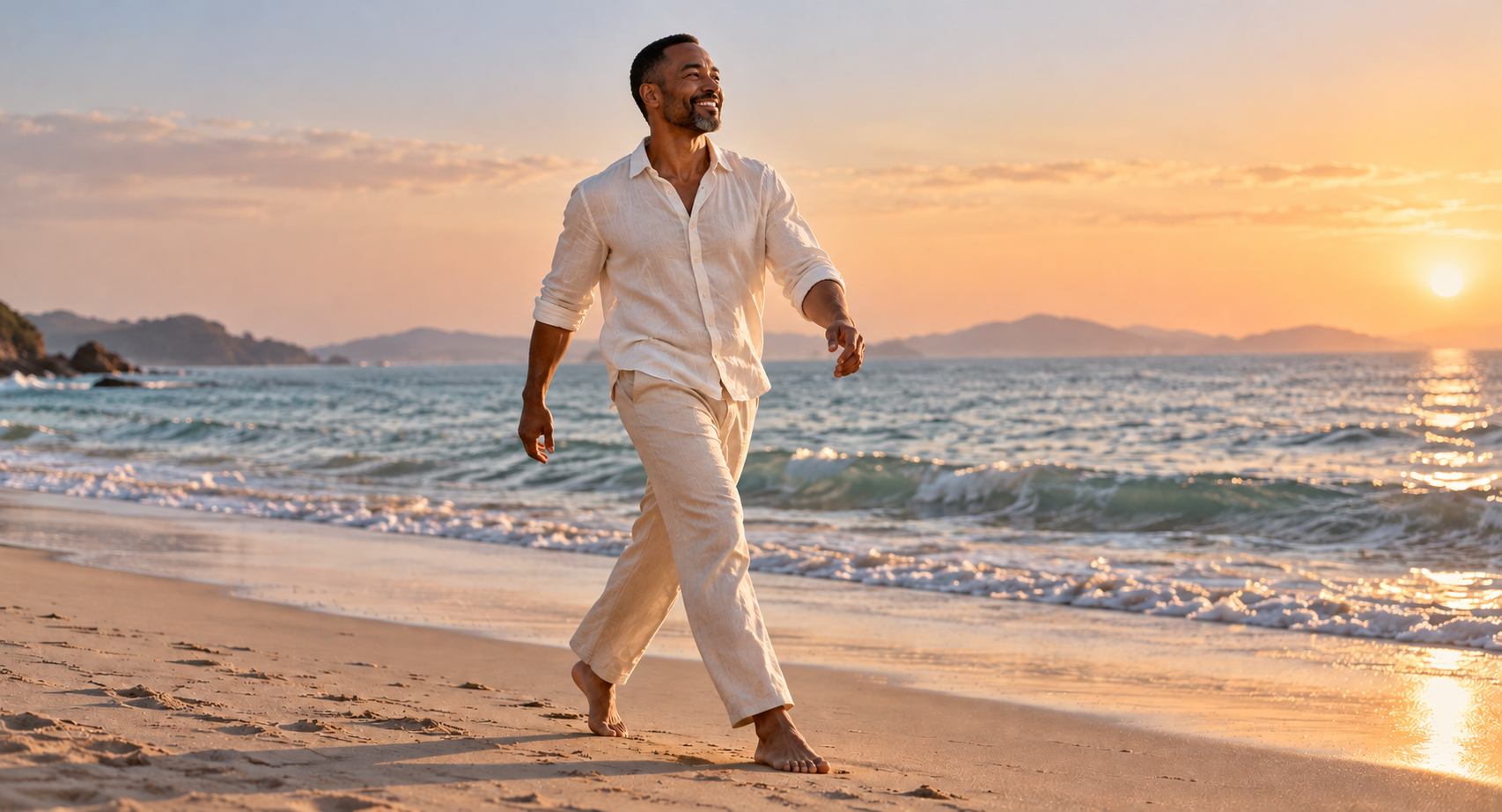 Concept image of a Black man in his forties enjoying an active everyday life